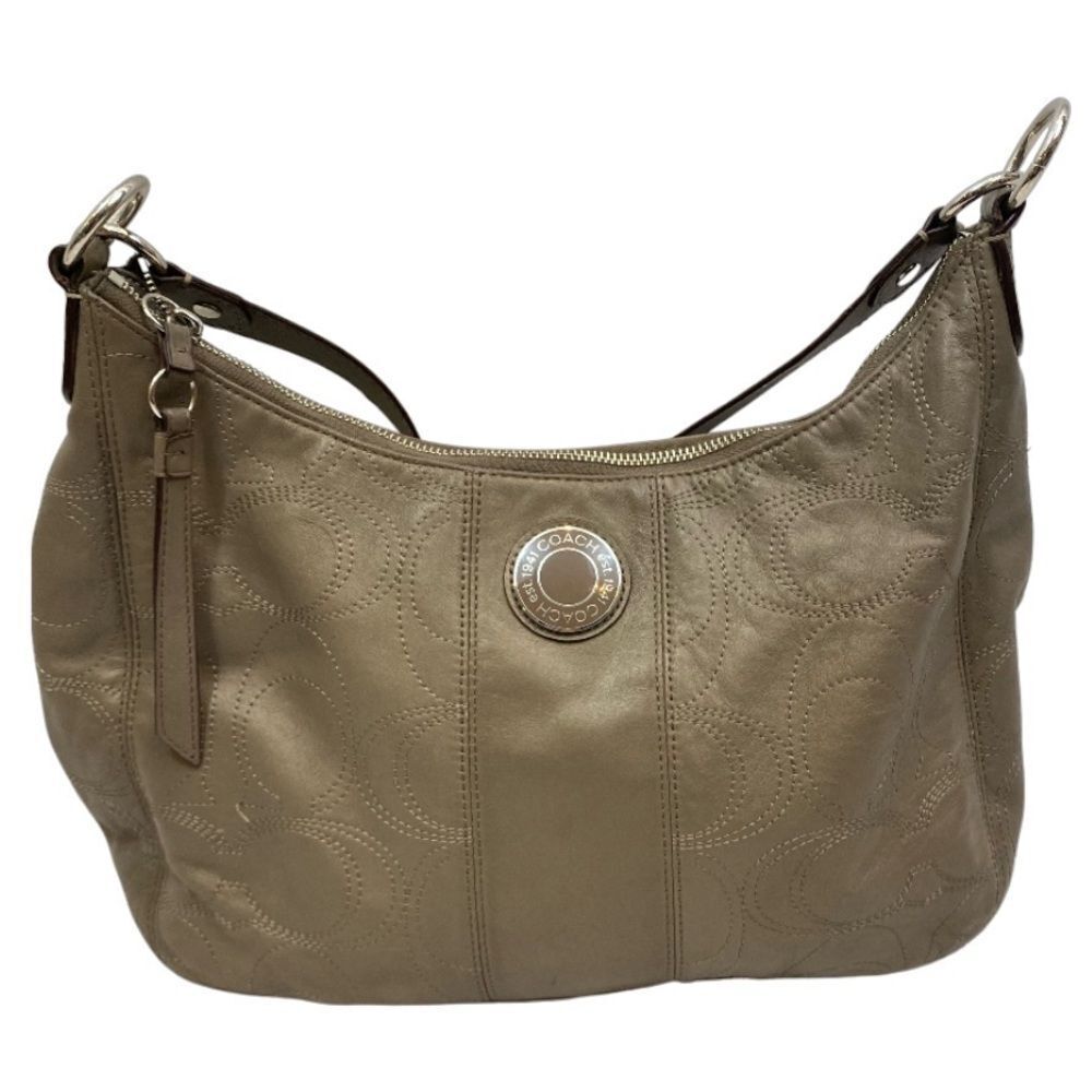 Classic Coach Brown Leather C Stitched Hobo Bag